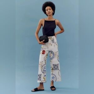 Anthropologie The Colette Cropped Wide Leg Pants by Maeve: Magic Fabric Edition